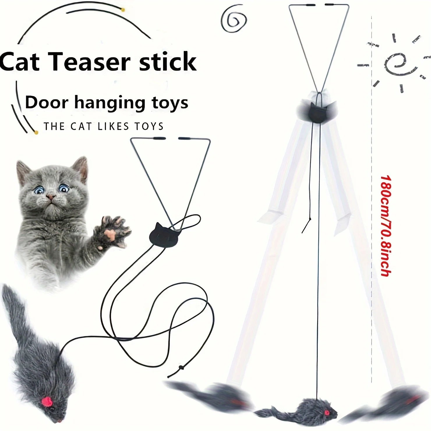 Adjustable Hanging Mouse Cat Toy (2-Pack)