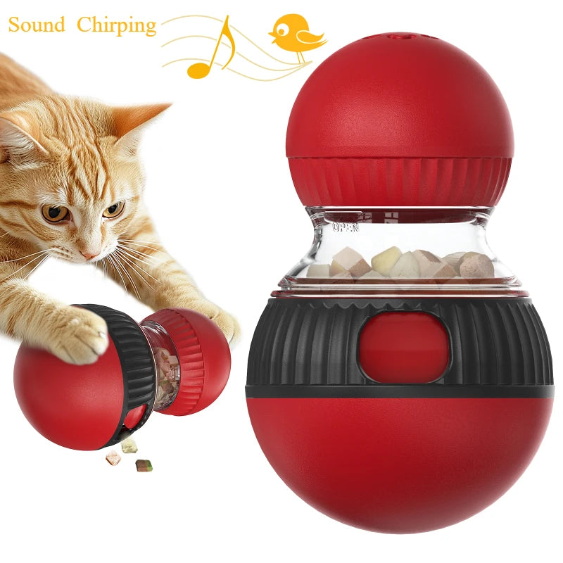 Upgraded Cat Training Leaky Ball with Chirping Bird — Interactive Slow Feeder Intelligence Toy 2025
