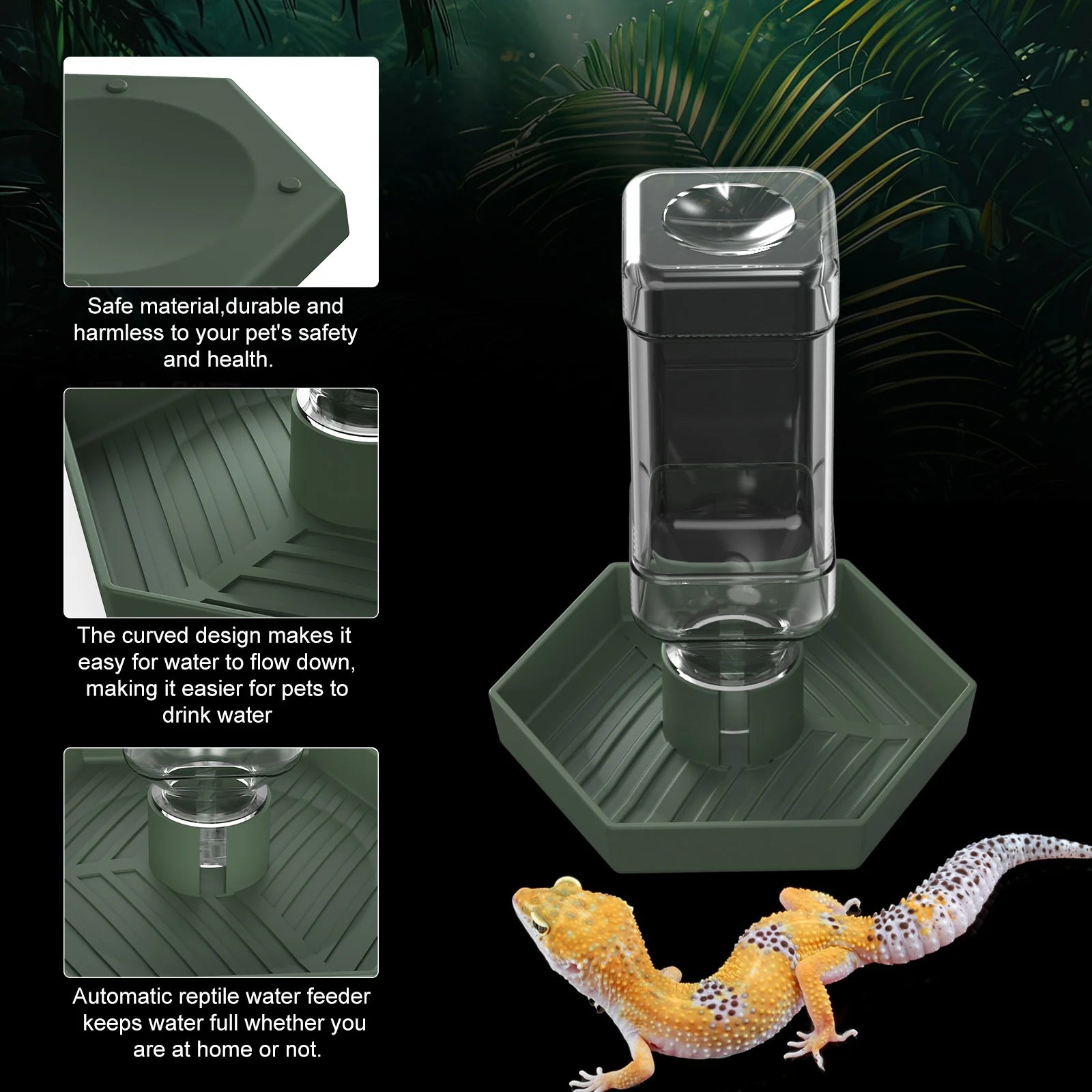 Reptile Water Dispenser-Bearded Dragon Water Bowl - Small Water Dish for Tortoise - Bowls for Reptiles & Amphibians (S)