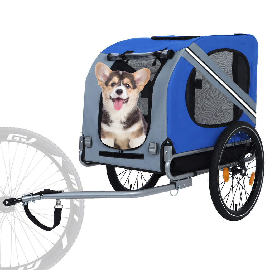 2-in-1 Bike Trailer & Push Cart for Pets - All-Terrain Pet Carrier & Durable Steel Frame, 66LB Capacity for Cycling, Camping