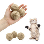 Hand-Woven Hemp Rope Cat Ball Toy Set — Crinkle Sound Interactive Scratch Toy