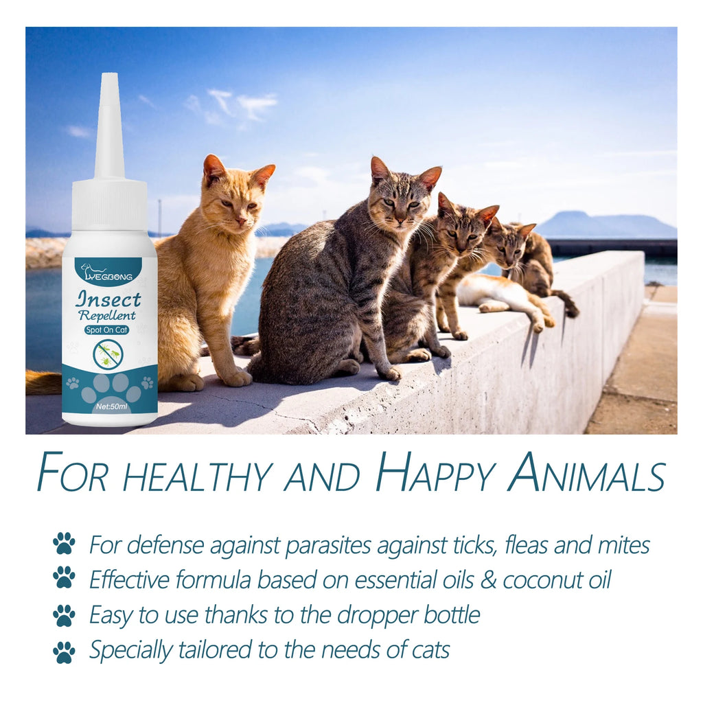 Cat Anti Flea Tick Drops Pet External Deworming Liquid Kill Lice Mite Relieve Itching Ringworm Treatment Cat Skin Insect Remover