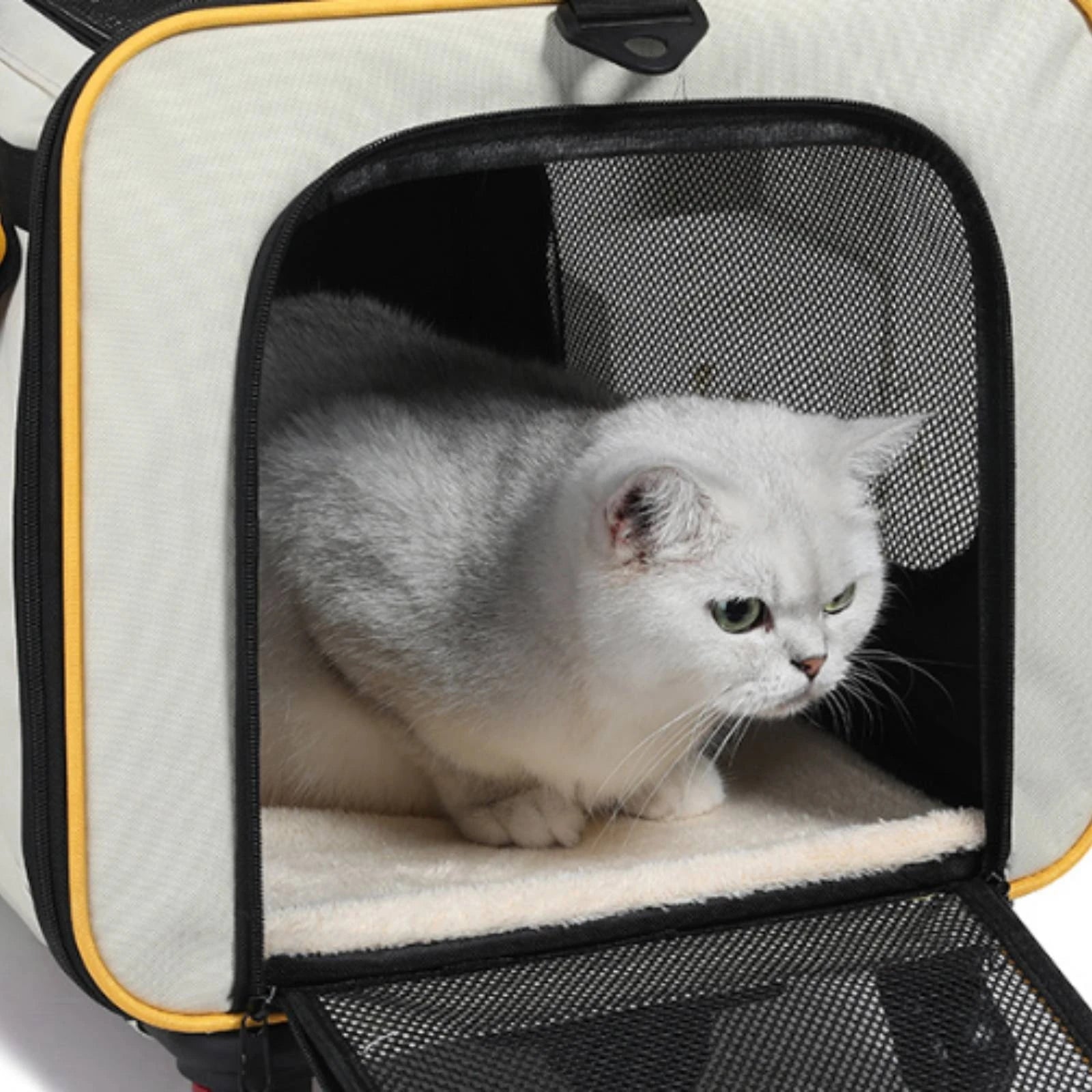 Collapsible Pet Trolley Carrier Telescoping Pull Rod Soft-Sided Pet Trolley Top Carry Handles Breathable