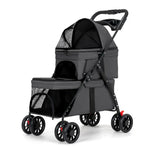 STLFLightweight & Foldable Double Layer Pet Stroller for Dogs Cats Teddy Bears Outdoor Travel & Car Usage