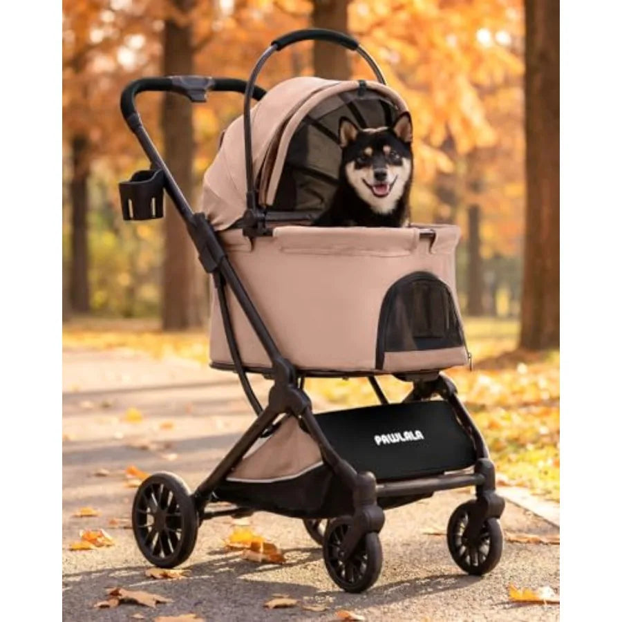 Pet Stroller with Detachable Carrier for Small Medium Dogs Cats, Smooth Comfort Ride with Shock-Absorbing Suspension, Foldable