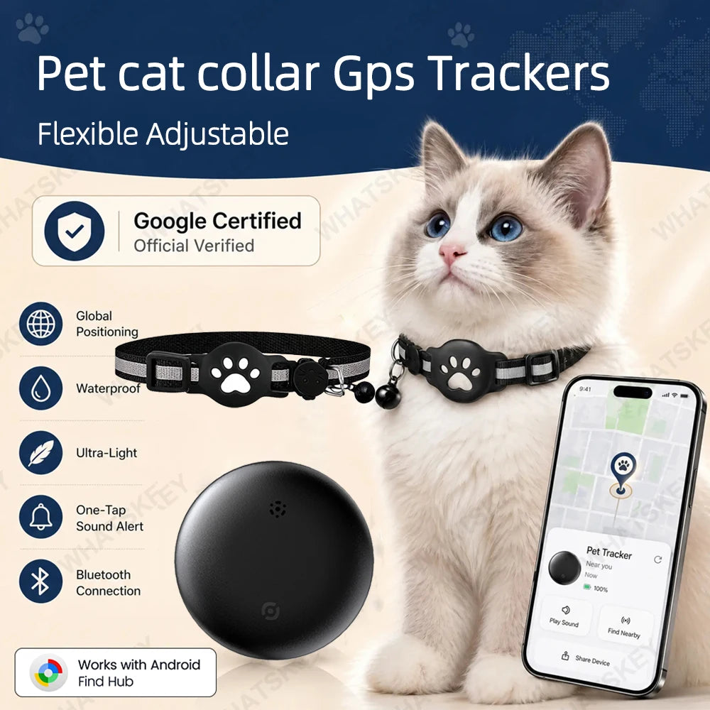 Multi-Purpose Adjustable Pet & Vehicle GPS Tracker - Google Find My Compatible Collar, Card & Necklace Locator