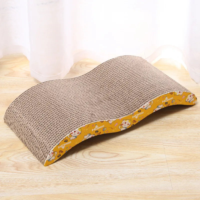 Corrugated Cardboard Cat Scratch Pad — Sofa & Claw Sharpening Board with Cushion Toy