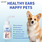 Pet Ear Cleaner Drops 60 ml Ultra-Soft Tip Non-Irritating Ear Wax Remover Deodorizing Soothing Gentle Ear Canal Hygiene Care