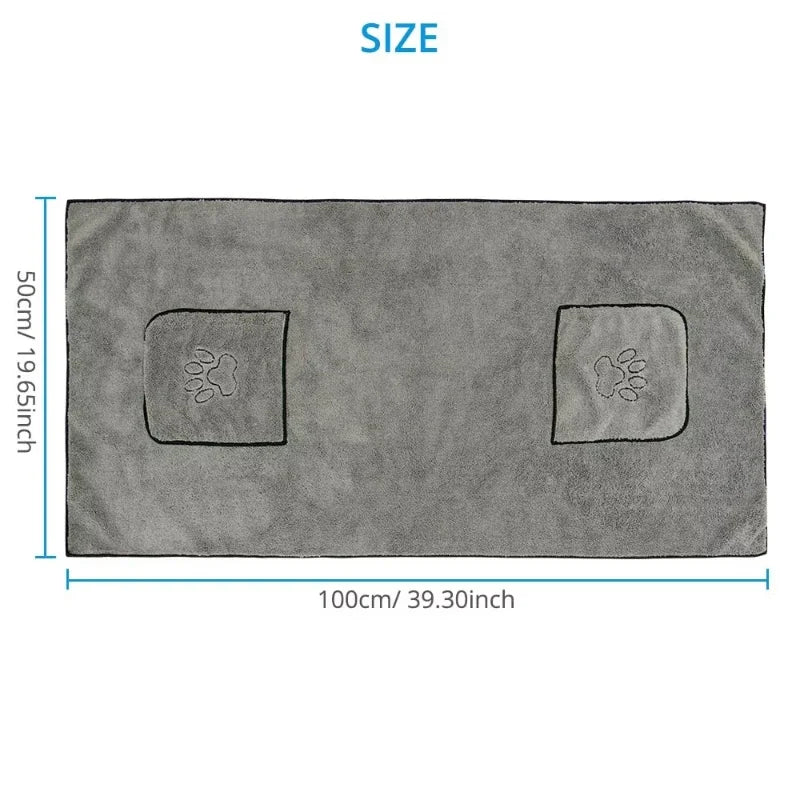 Super Absorbent Big Puppy Pet Dog Towel Bathrobe Bath Towel Microfiber Quick-Drying for Drying Dog Cat Bath Towel Bath Supplies