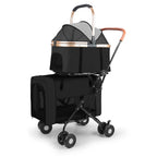 Detachable Double-decker Pet Stroller Cat and Dog Outdoor Stroller Lightweight Foldable Pet Stroller Portable Pet Basket