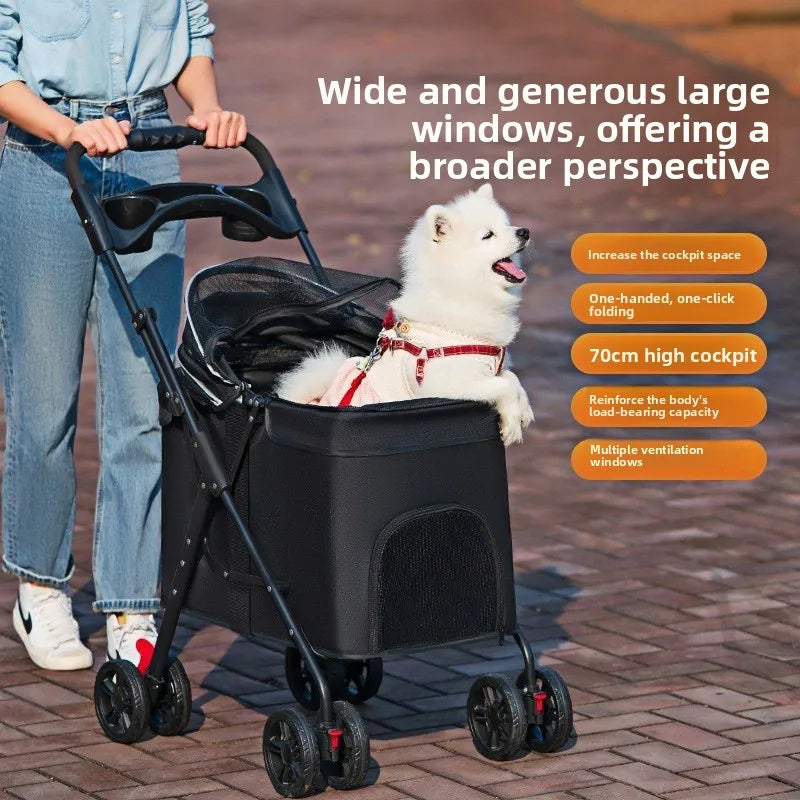 Pet Stroller Medium Large Dogs Cats Teddy Outdoor Lightweight Foldable All Purpose Dog Cart Puppy Stroller Pet Stroller