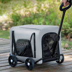 Foldable Pet Stroller Breathable Mesh Small Dog Feline Trolley Bag Pet Trolley Carrier Telescoping Handle Feline Rolling Carrier