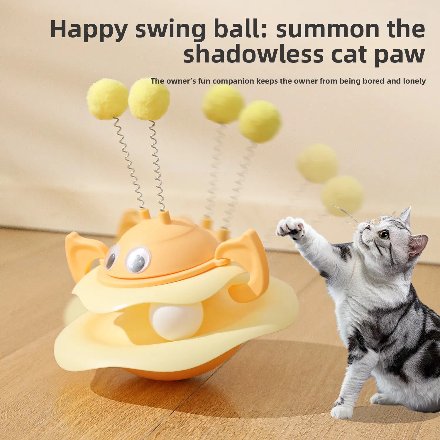 Little Bee Tumbler Turntable Cat Teaser Toy — Self-Righting Interactive Spinning Artifact