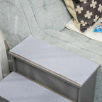 PawHut Pet Stairs with Cushioned Cover (15.75x23.25x21.25in, Grey)