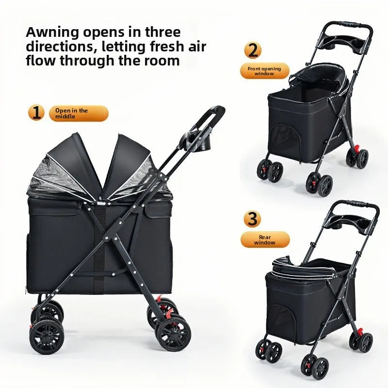 Pet Stroller Medium Large Dogs Cats Teddy Outdoor Lightweight Foldable All Purpose Dog Cart Puppy Stroller Pet Stroller