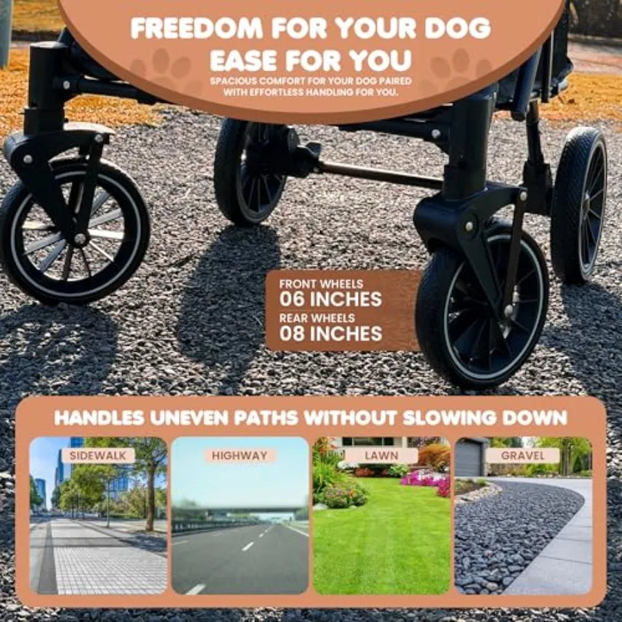 Premium Dog Stroller for Pets up to 55lbs Dog Stroller for Medium Dogs All-Terrain pet Stroller with Carbon Steel Frame and Bre