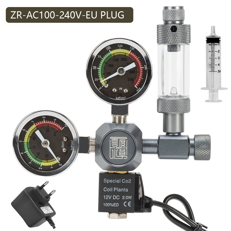 ZRDR Aquarium CO2 Regulator (Solenoid Valve, Bubble Counter, Planted Tank)