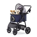 3-in-1 Pet Stroller for Medium Dogs & Cats, Detachable Aluminum Frame Carrier, All-Terrain 4-Wheel Dog Travel Carriage, Shock Ab
