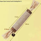 Natural Wood Knotweed Cat Teething Stick Set with Raffia & Sisal Rope