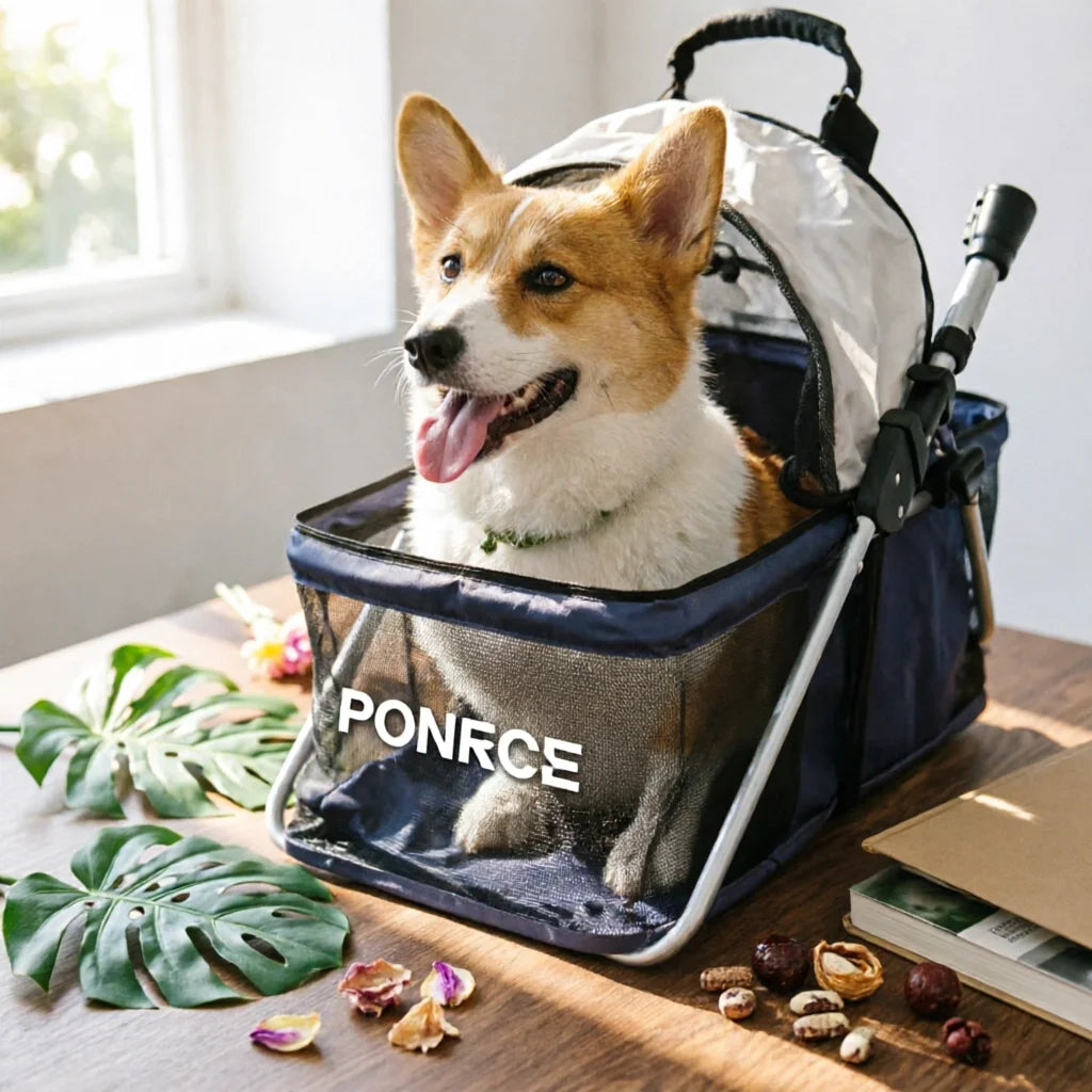Foldable Pet Stroller twinWheel Pet Carrier for Outdoor Transport