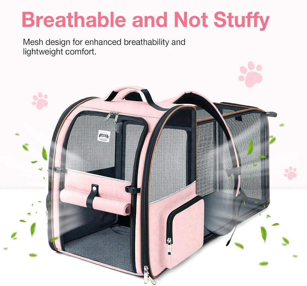 Large Cat Backpack Carrier Expandable Foldable Pet Carrier Backpack for Small Dogs Puppy Medium Cats Fit Up to 18 Lbs for Travel