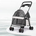 Foldable Pet Stroller for Dogs Cats 4 Wheels Breathable Mesh Dog Carrier with Cup Holder Lightweight Travel Puppy Pushchair
