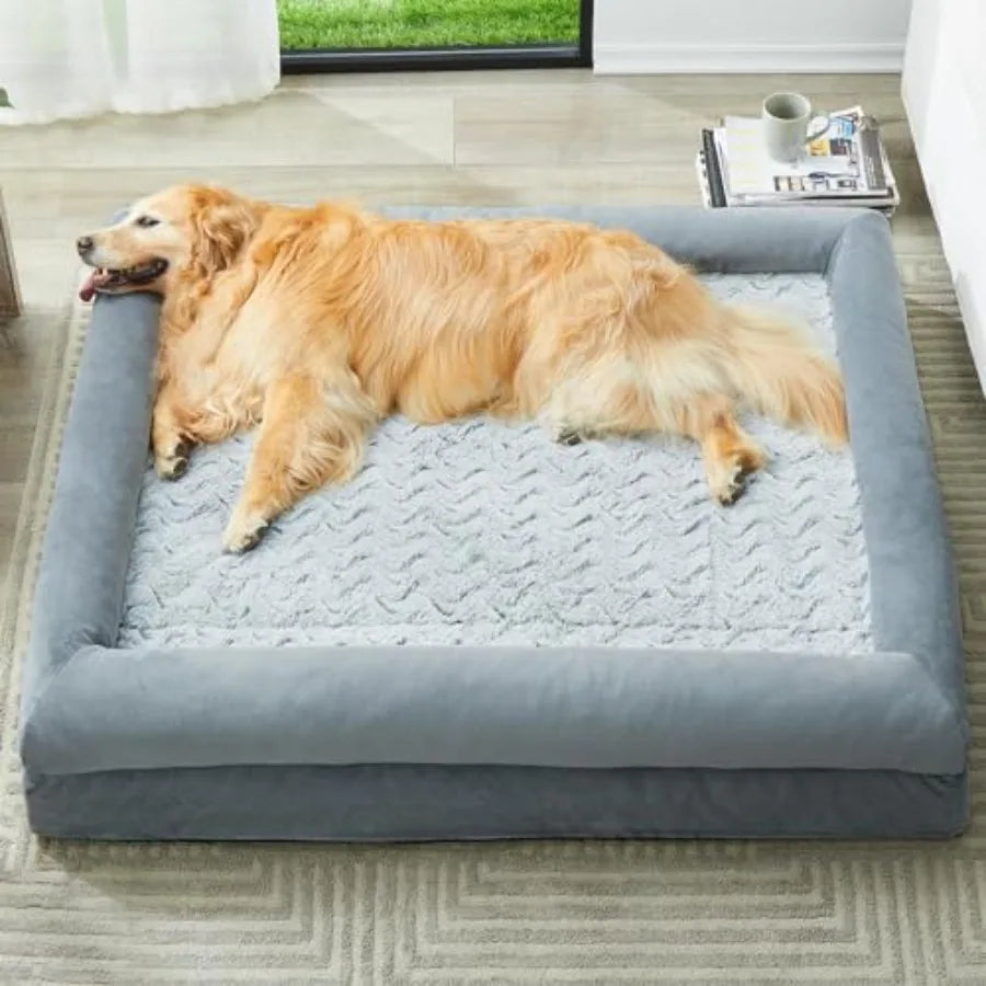 XL Orthopedic Dog Sofa Bed with Bolster Sides (Washable)