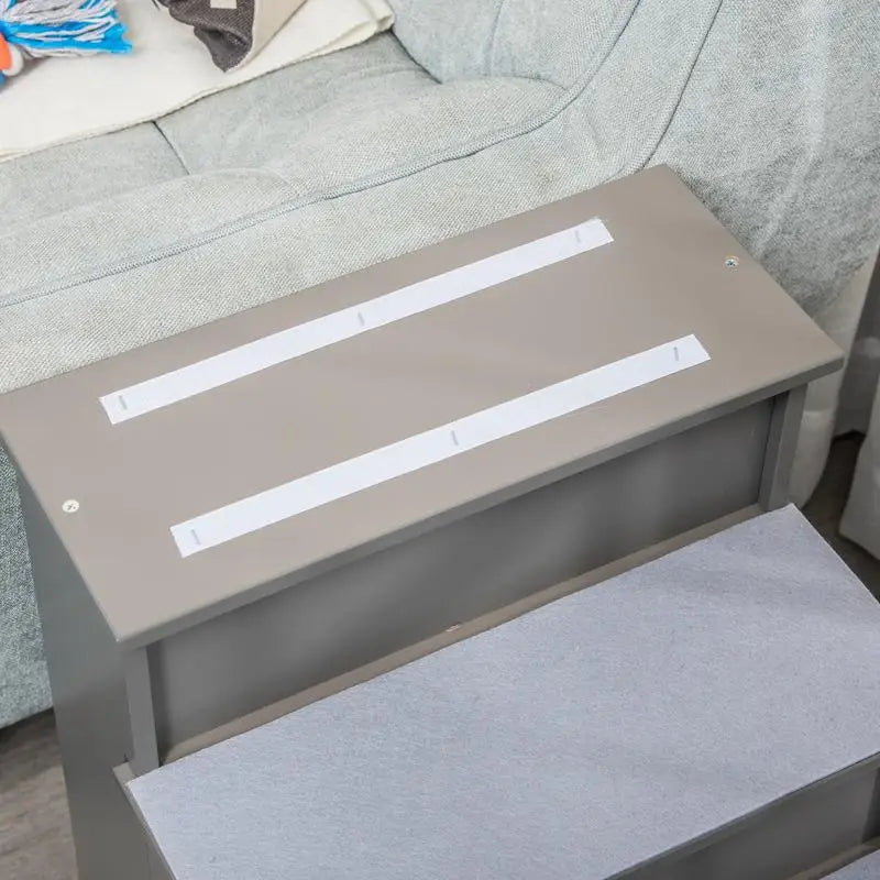 PawHut Pet Stairs with Cushioned Cover (15.75x23.25x21.25in, Grey)