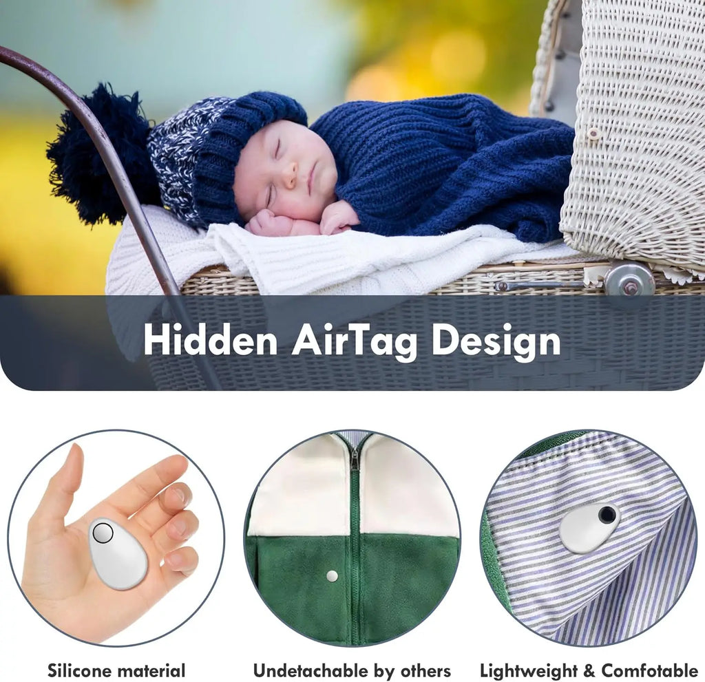 4-Pack Hidden AirTag Holder for Kids - Anti-Removal GPS Case with Pins for Children, Elderly, Pets & Bags