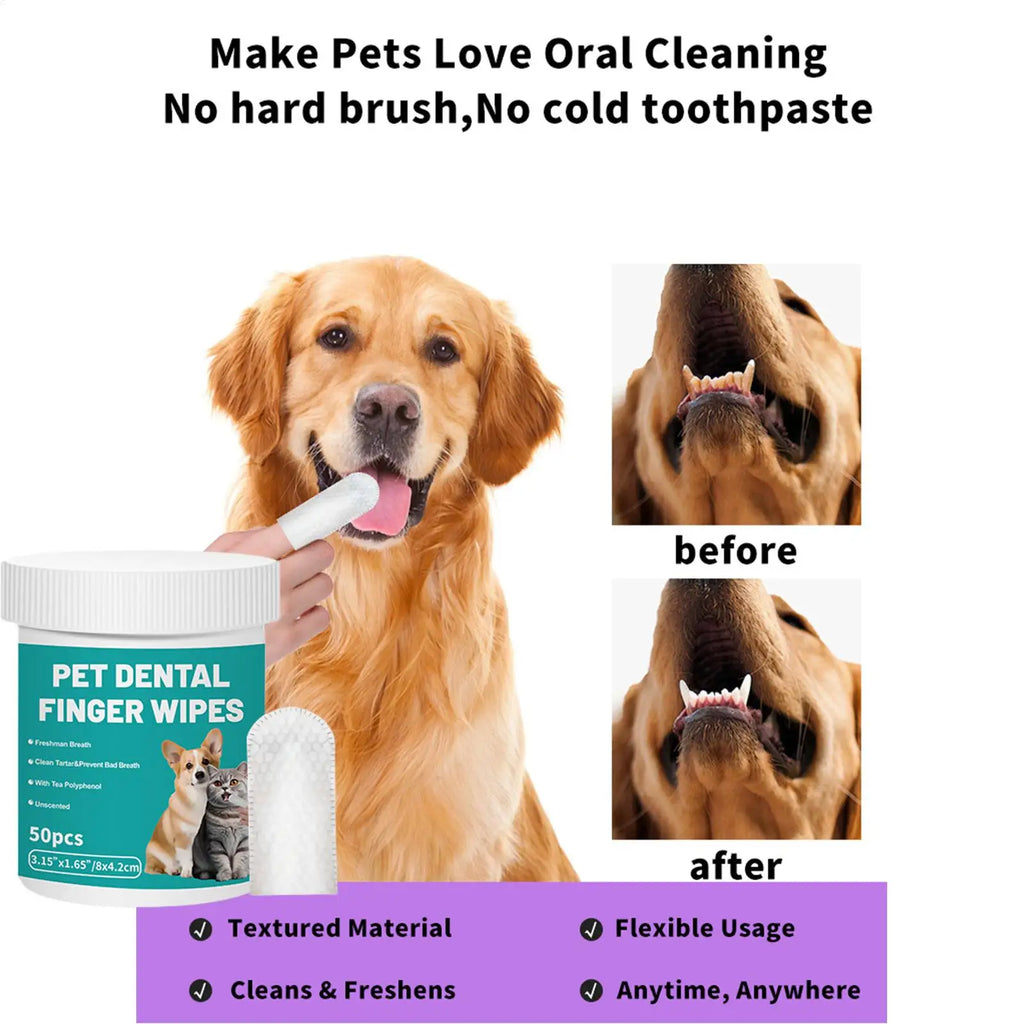 Pet Cleaning Product Disposable Finger Toothbrush Pet Teeth Cleaning Finger Covers Gentle Wet Wipes Fresh Breath Orals Cleaning