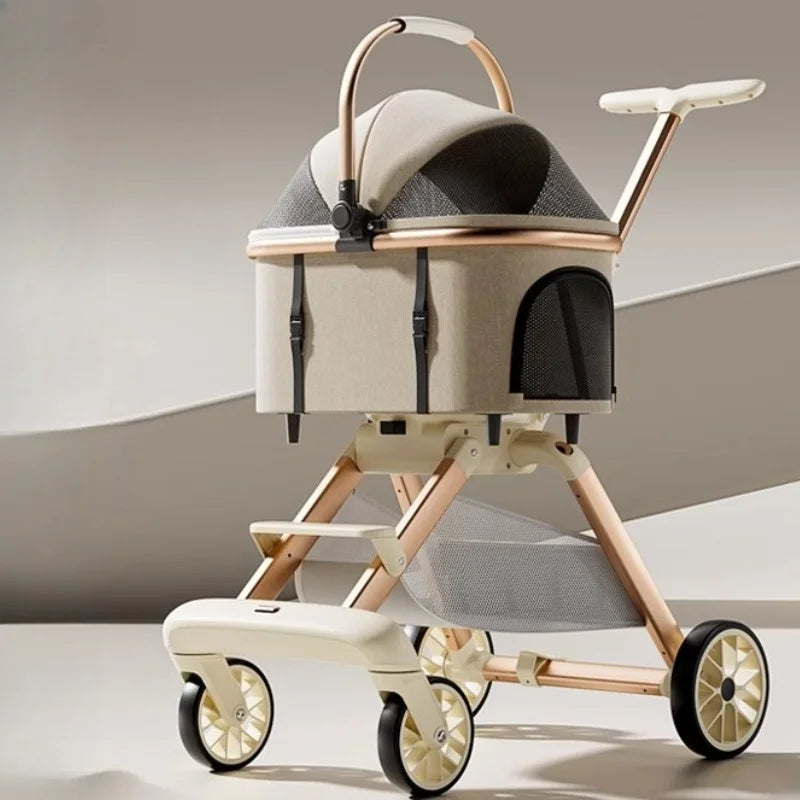 Portable Detachable Pet Stroller Cat and Dog Stroller Lightweight Pet Stroller for Outdoor Travel Foldable Dog Cart