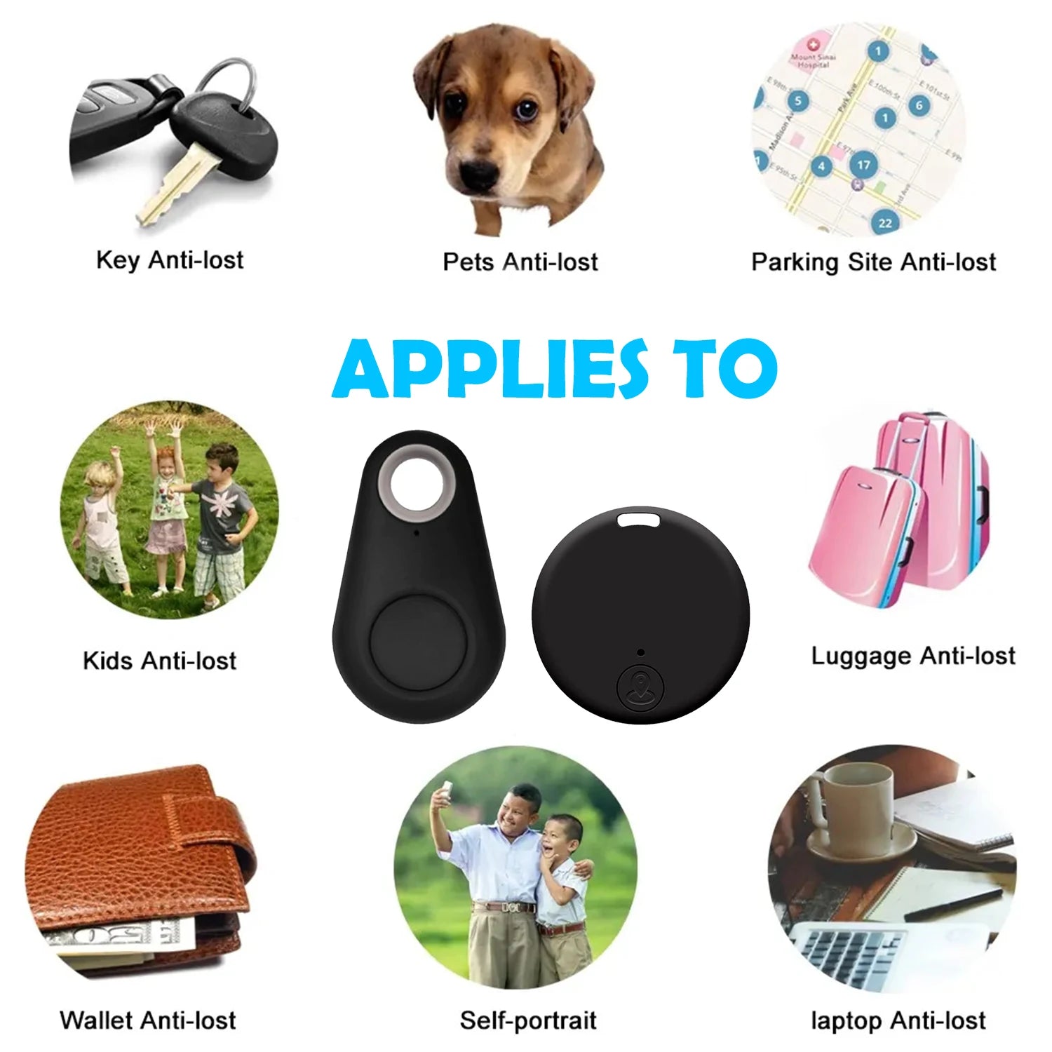 Bluetooth Two-Way Anti-Loss Alarm Locator for Phones, Keys & Wallets - Available in 2 Shapes