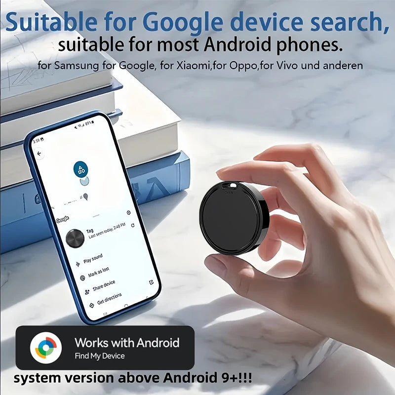 Mini Bluetooth Smart Tag for Android & Google Find Hub - Anti-Loss Key & Luggage Tracker for Pets & Wallets