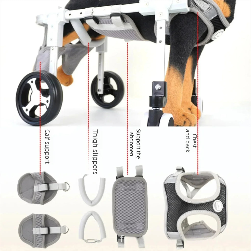 Pet Dog Wheelchair Cart Adjustable Pet Mobility Aid with Wheels Disabled Cat Dog Rehabilitation Walking Mobility Aid Pet Bracket