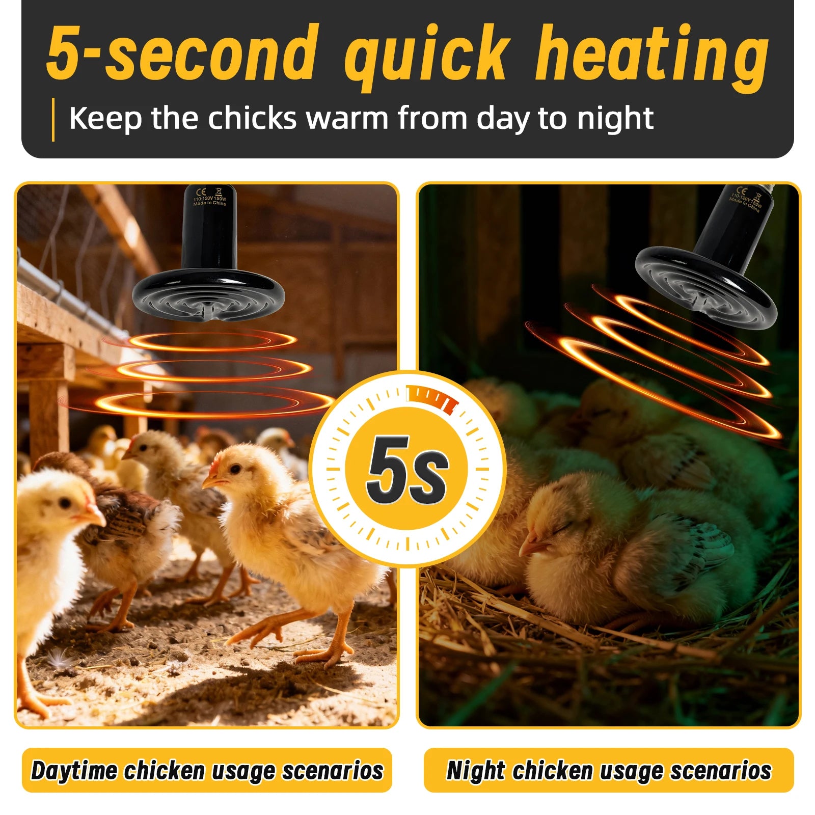 Pet Reptile Far Infrared Ceramic Heating Lamp 110V/220V Heat Emitter Light Bulb 25W 50W 75W 100W 150W 200W Animal Hatch Heating
