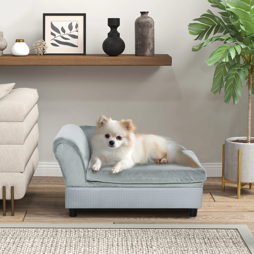 Luxury Dog Sofa Bed with Hidden Storage (Pale Gray)
