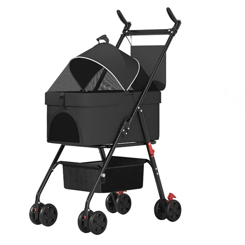Pet Cart, Cat and Dog Cart, Small, Lightweight, Foldable Teddy, Outdoor Cart, Detachable for Going Out
