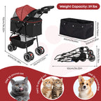 Portable Foldable Pet Stroller with Canopy (Small Dogs & Cats)