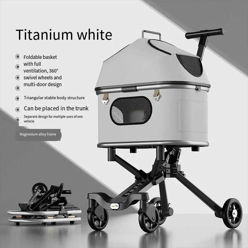 Magnesium Alloy Upgraded Pet Stroller Cart for Dogs & Cats - Lightweight Premium Outdoor Rolling Carrier