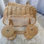 Handwoven Wicker Baby Bassinet Stroller - Multi-Functional Storage Basket for Pets & Infants | Boho Chic Nursery Decor