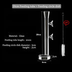 Glass Aquarium Shrimp Feeder Bowl & Tube (Transparent, Snail & Shrimp Food Dish)