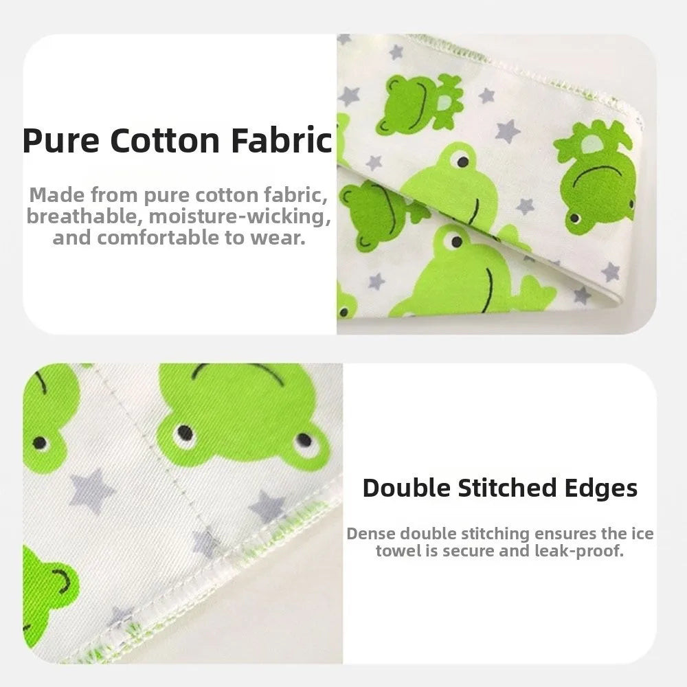2Pcs Cute Print Pet Cooling Ice Scarf Adjustable Fast Cooling Pet Cool Neck Ring Ice Towel Reusable Puppy Ice Collar
