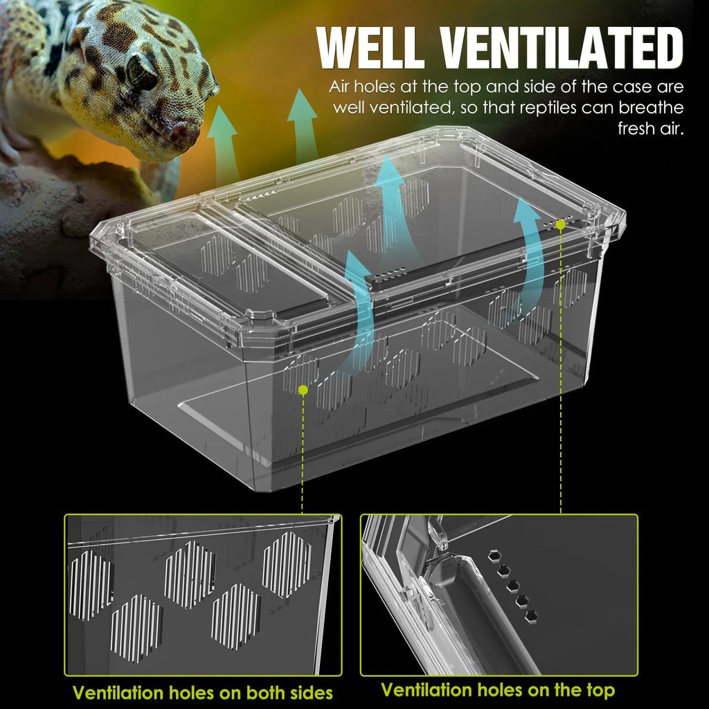 4pcs, Reptile Breeding Box, Portable Transport Container, Suitable for Lizards, Geckos, Snakes, Frogs, Turtles, Spiders