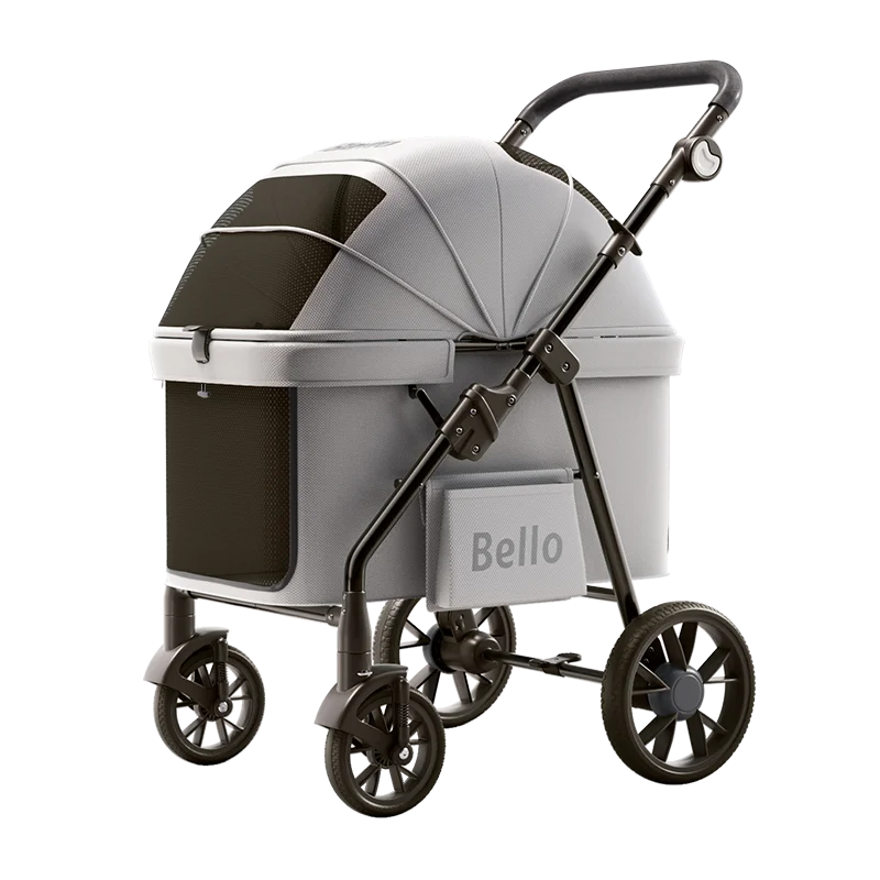 STLFBello New Design Foldable Pet Stroller for Large Dogs 4 Wheels Premium Travel Carrier