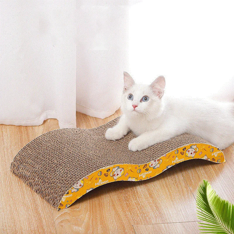 Corrugated Cardboard Cat Scratch Pad — Sofa & Claw Sharpening Board with Cushion Toy