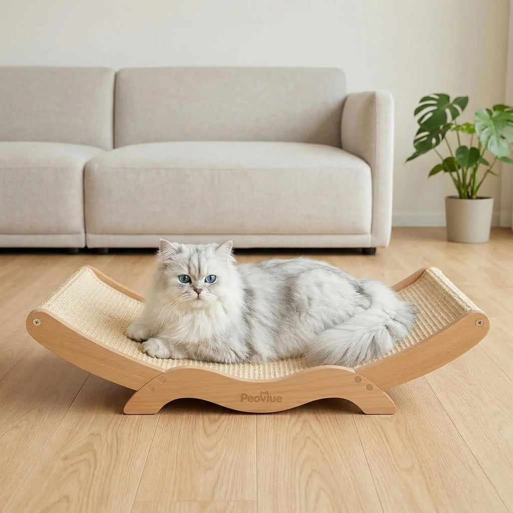 Large Cat Scratcher Lounge with Sisal Pad & Wooden Hammock