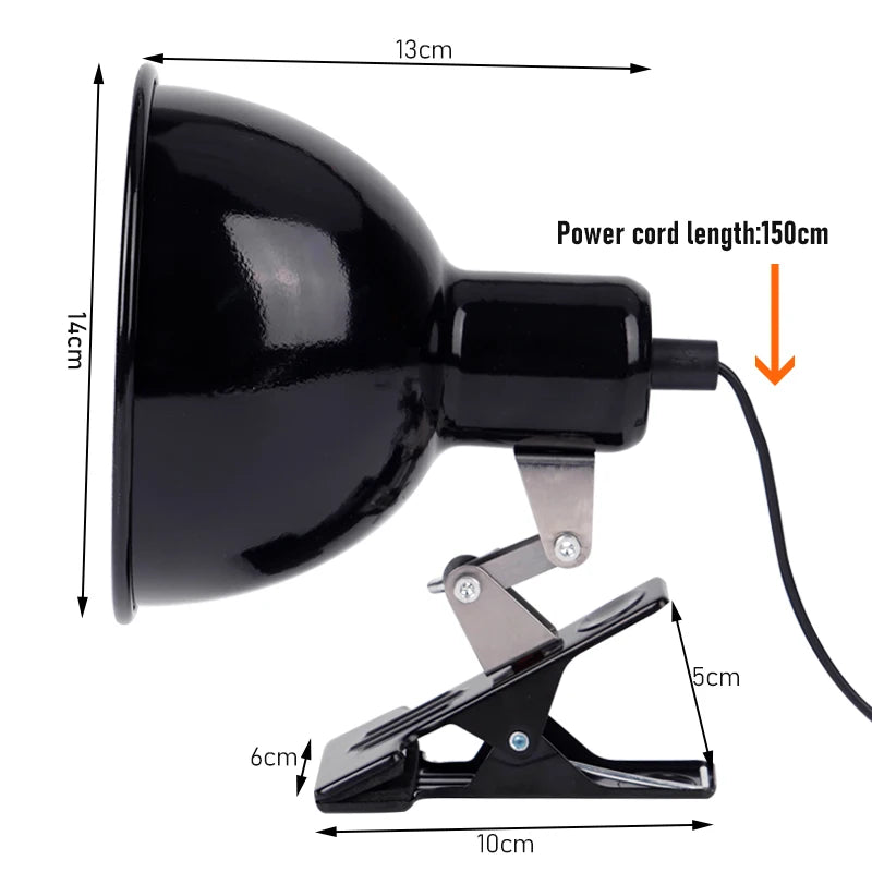 Reptile Lamp Holder with Clip-On Universal Lampshade Reptile Pets Feeding Box Heating Lamp Holder Lizard Turtle Basking Heating