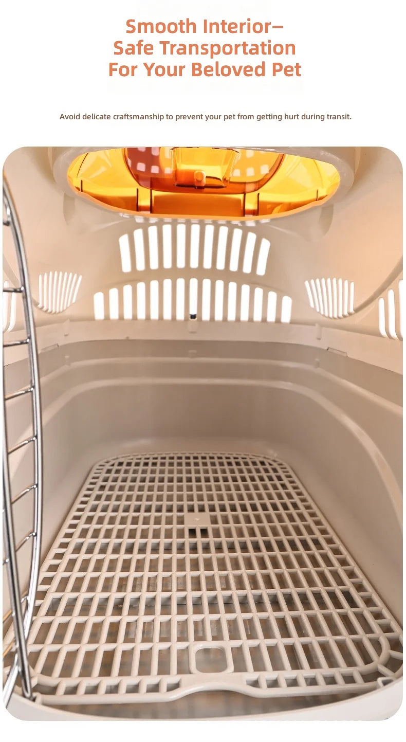 Pet Carrier with Skylight, Portable Cat and Dog Travel Crate, Fashionable Airline Approved Pet Kennel for Small Animals