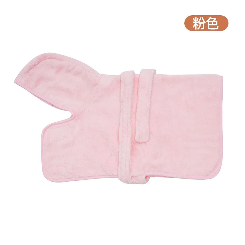 Quick-Dry Pet Bathrobe for Small & Medium Dogs & Cats Pet Washrobe Soft Absorbent Pet Wearable Bath Towel Robe Cozy Towel Wrap