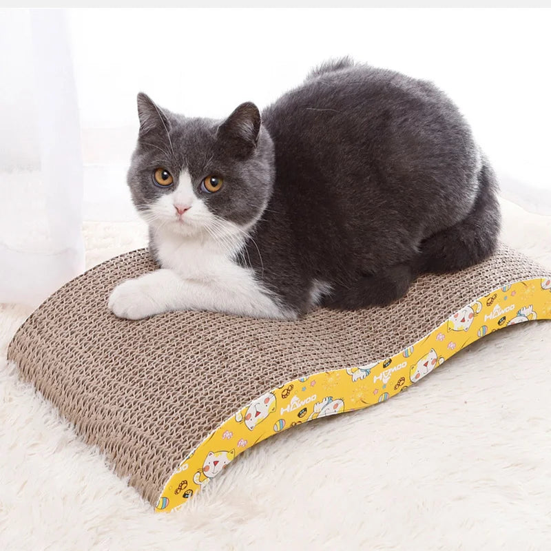 Corrugated Cardboard Cat Scratch Pad — Sofa & Claw Sharpening Board with Cushion Toy